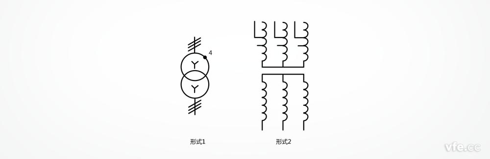 具有個(gè)抽頭的星形連接的三相變壓器，每個(gè)初級(jí)繞組除其端頭外還示出個(gè)可用的連接點(diǎn)